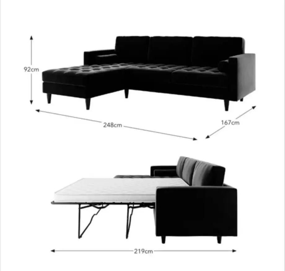 Zoe 3 seater corner double sofa bed