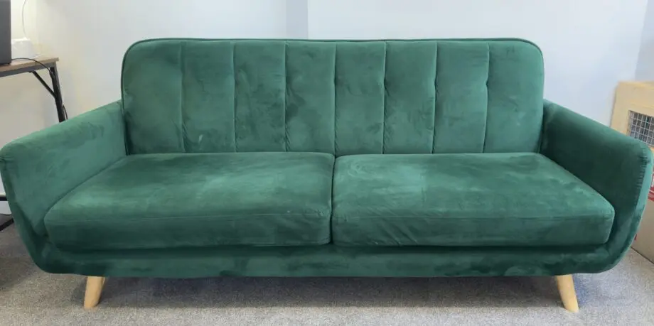 Camila green velvet 3 seater sofa, Oakland furniture superstore