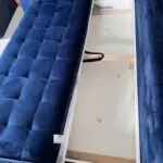Navy velvet sofa bed with ottoman