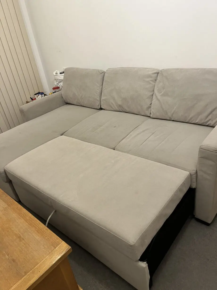 3 seater corner cream sofa bed, with extra storage space