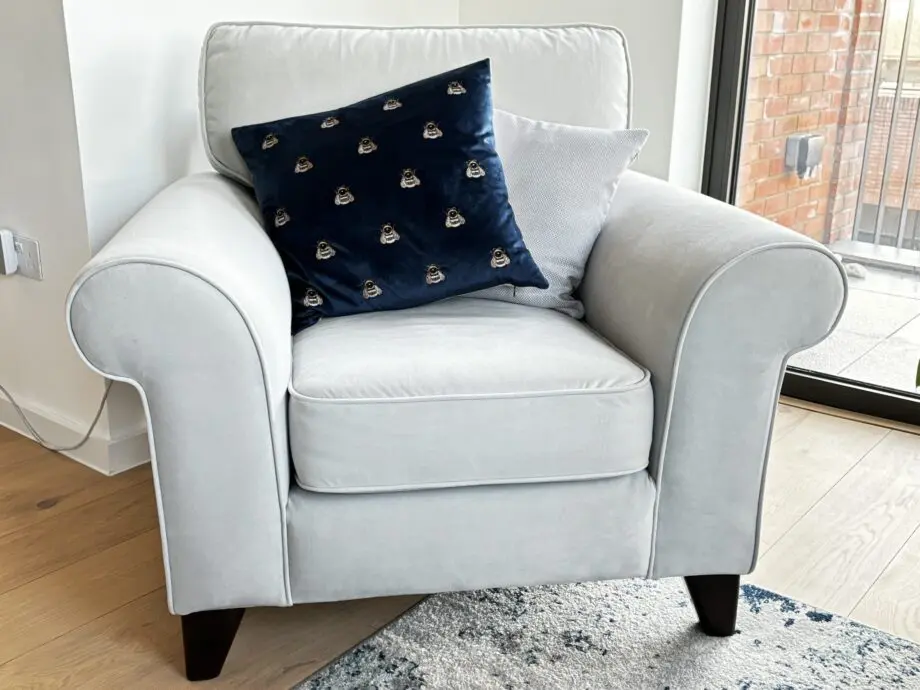 Penelope Armchair - The Lounge Co - Dove Grey Velvet