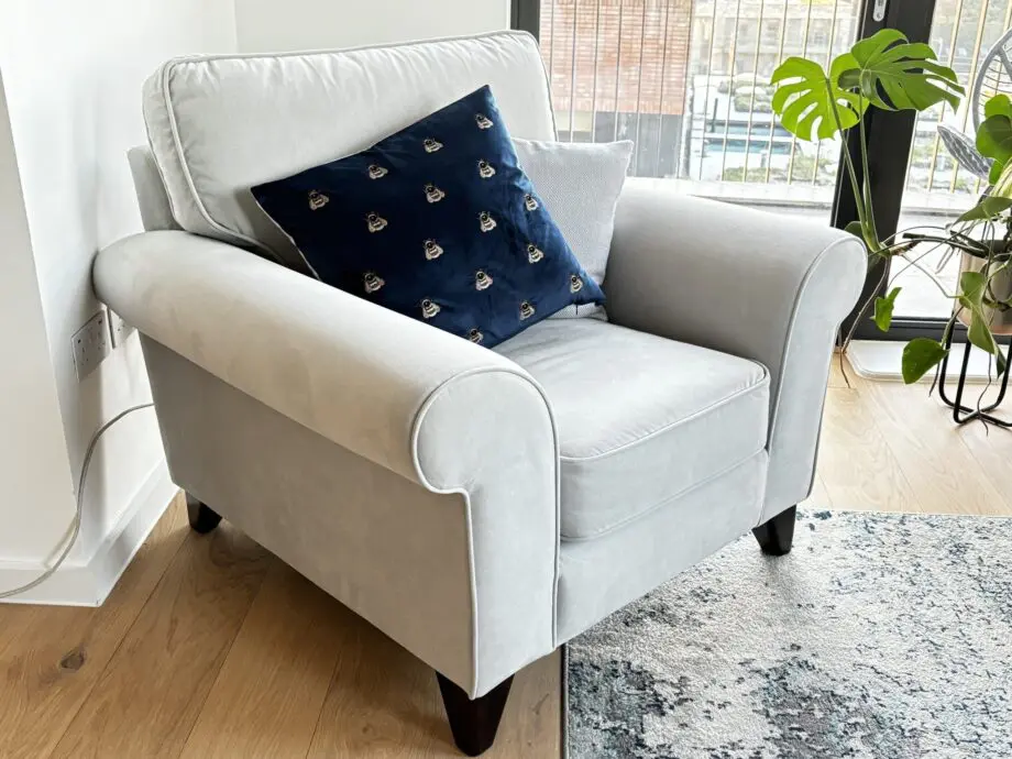 Penelope Armchair - The Lounge Co - Dove Grey Velvet