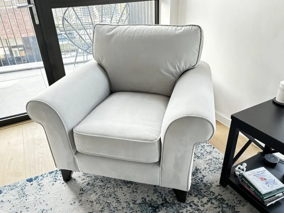 Penelope Armchair - The Lounge Co - Dove Grey Velvet