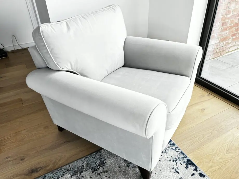 Penelope Armchair - The Lounge Co - Dove Grey Velvet
