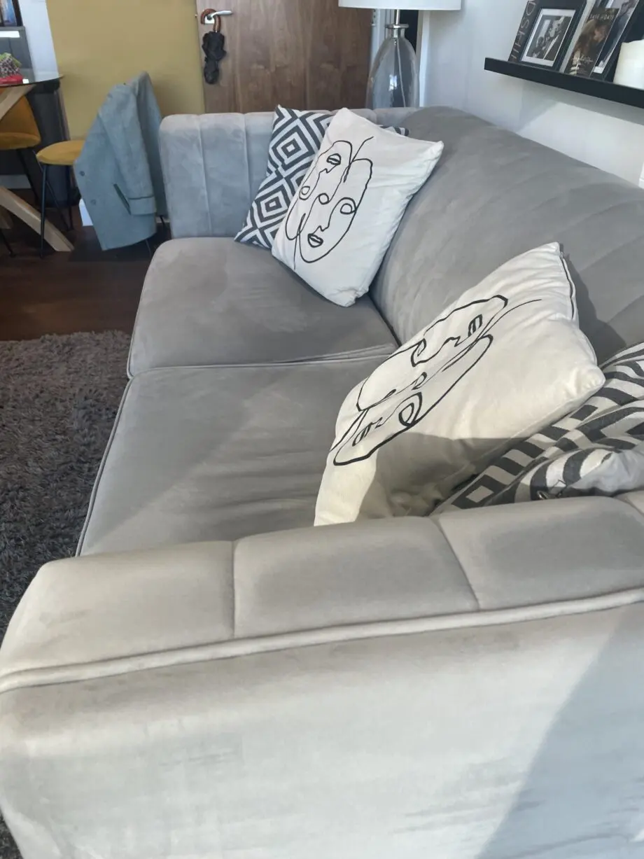 Sofology grey fluted 3 person sofa and chez footstool