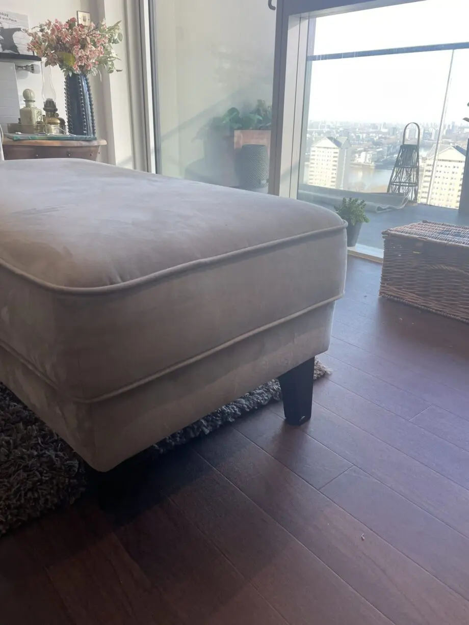 Sofology grey fluted 3 person sofa and chez footstool