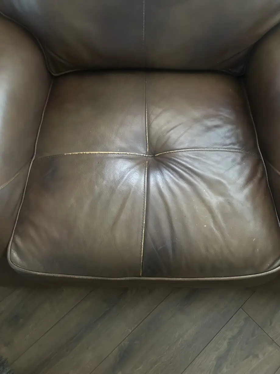 Three piece brown leather suite 6 years old