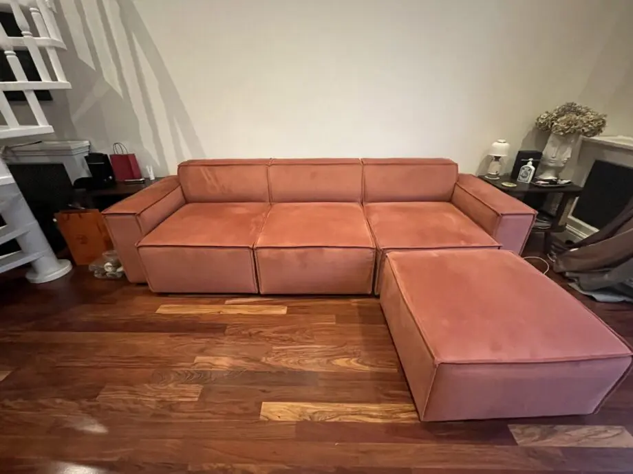 Swyft Model 03 3 Seater Modular Sofa in Velvet, Brick Color