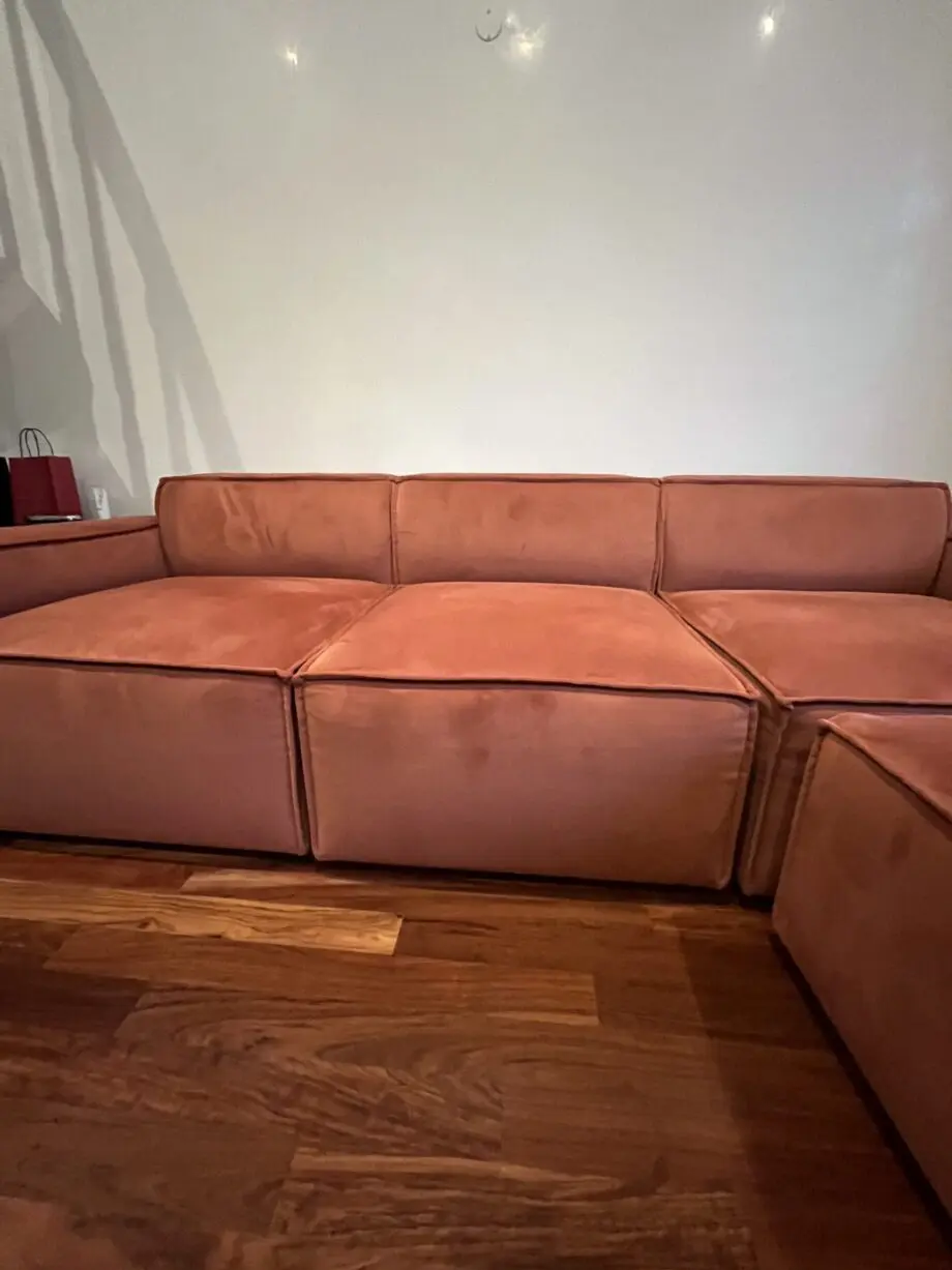 Swyft Model 03 3 Seater Modular Sofa in Velvet, Brick Color