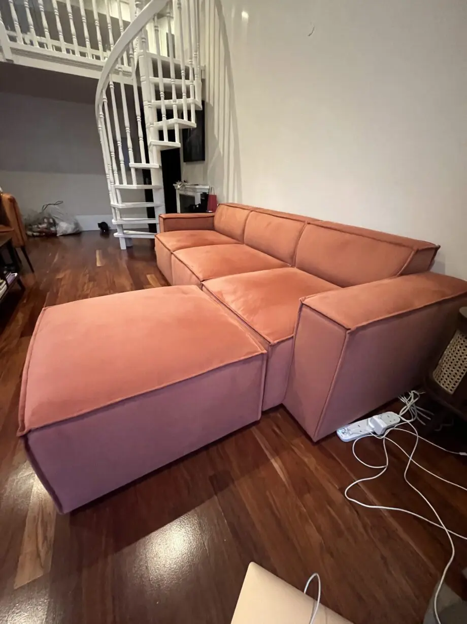 Swyft Model 03 3 Seater Modular Sofa in Velvet, Brick Color