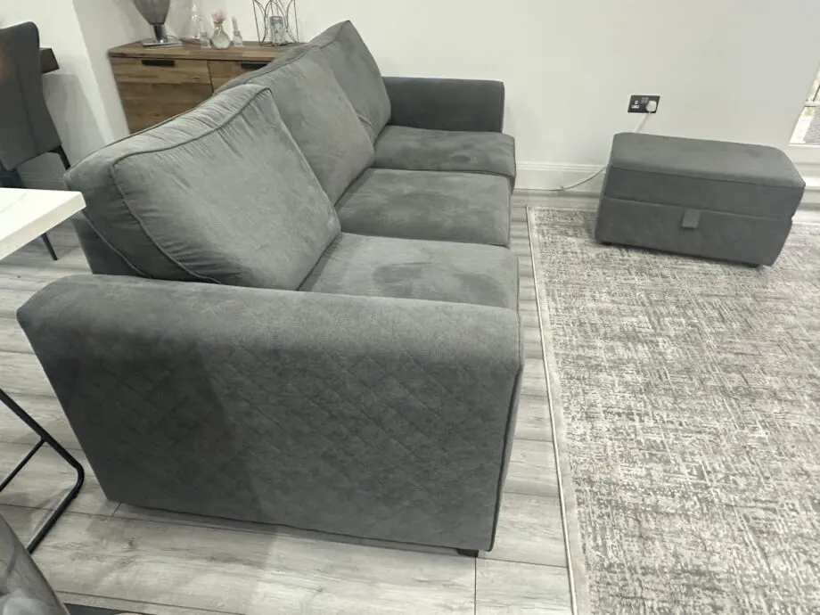 DFS 3 Seater Grey Orka Sofa and Large Storage Footstool