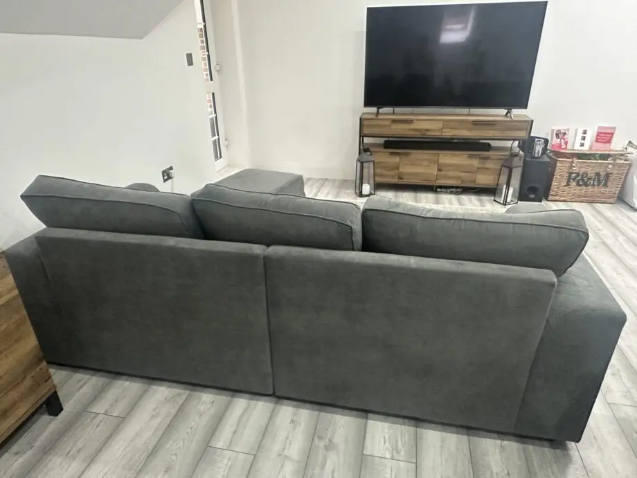 DFS 3 Seater Grey Orka Sofa and Large Storage Footstool