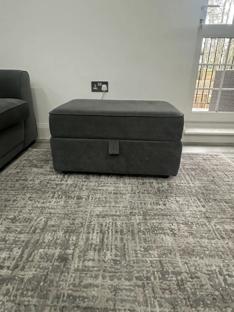 DFS 3 Seater Grey Orka Sofa and Large Storage Footstool