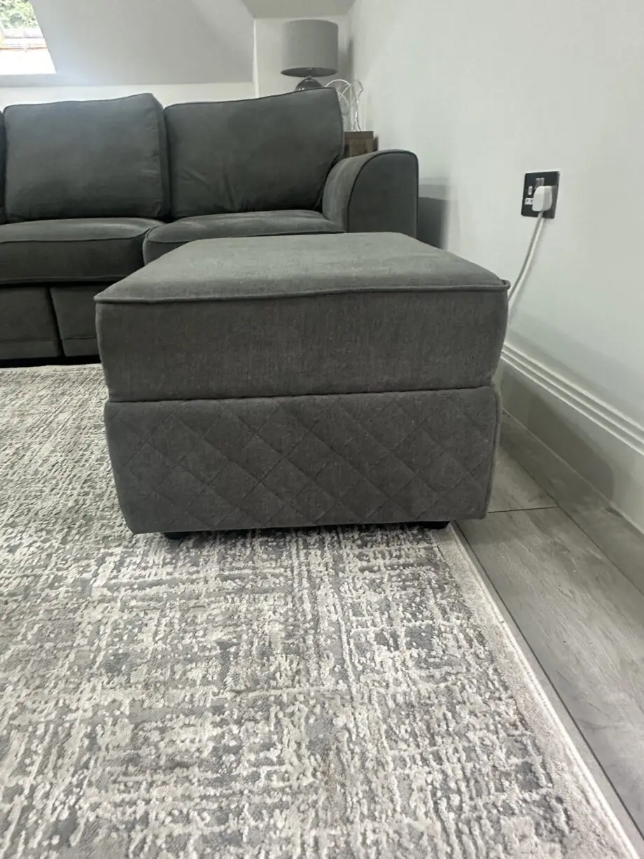 DFS 3 Seater Grey Orka Sofa and Large Storage Footstool