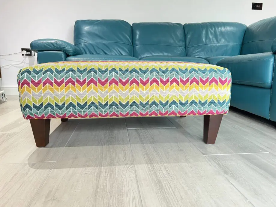 DFS Linea 2-C-1 corner sofa. Teal premium leather. Coordinating footstool