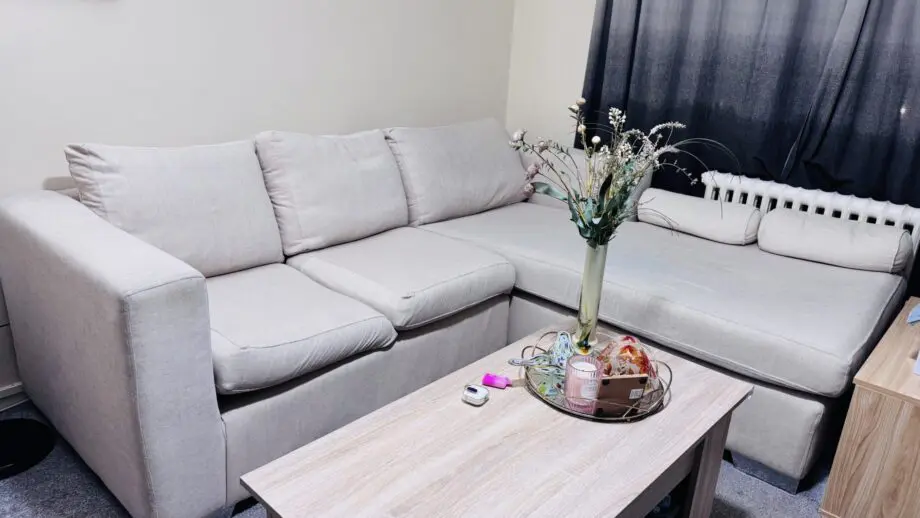 Beige corner sofa