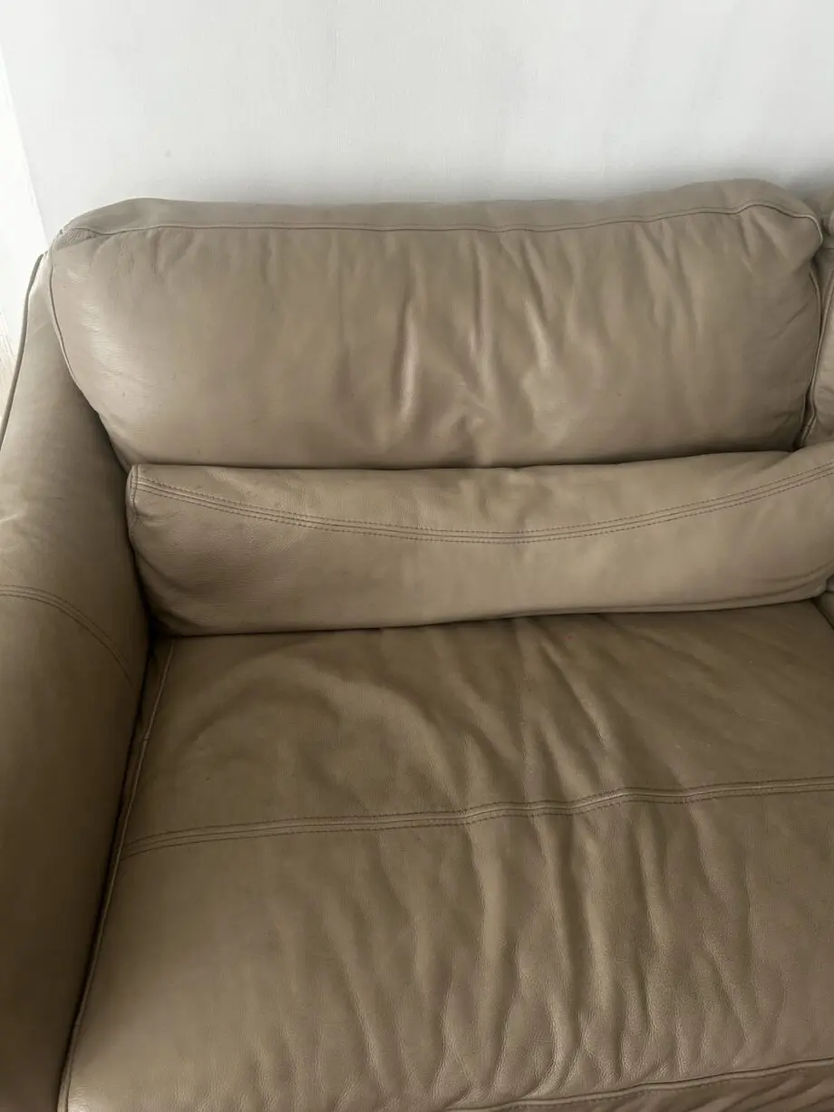 Leather 3 seater 1 pc lounge biege sofa
