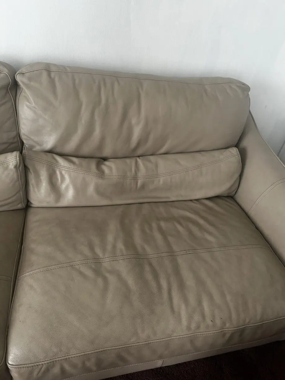 Leather 3 seater 1 pc lounge biege sofa