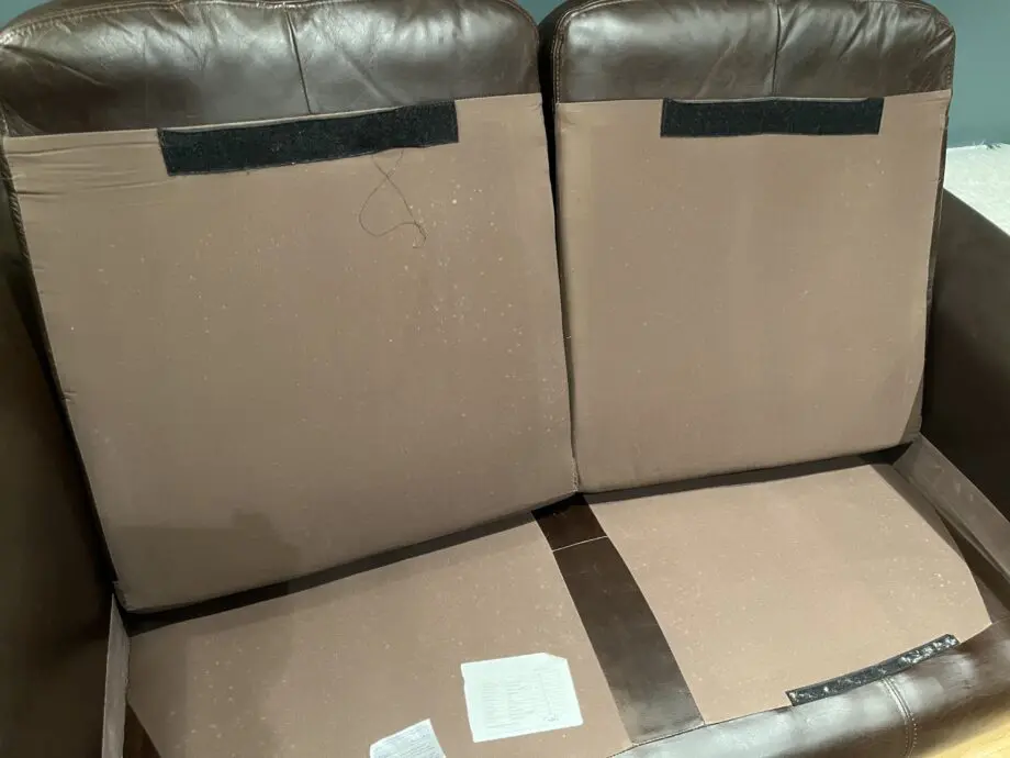 John Lewis brown leather sofa sets: 3 seater, 2 seater and footstool