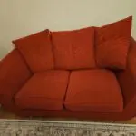 Red, 2 seater Sofa.