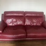 Maroon leather furniture village sofa set x2
