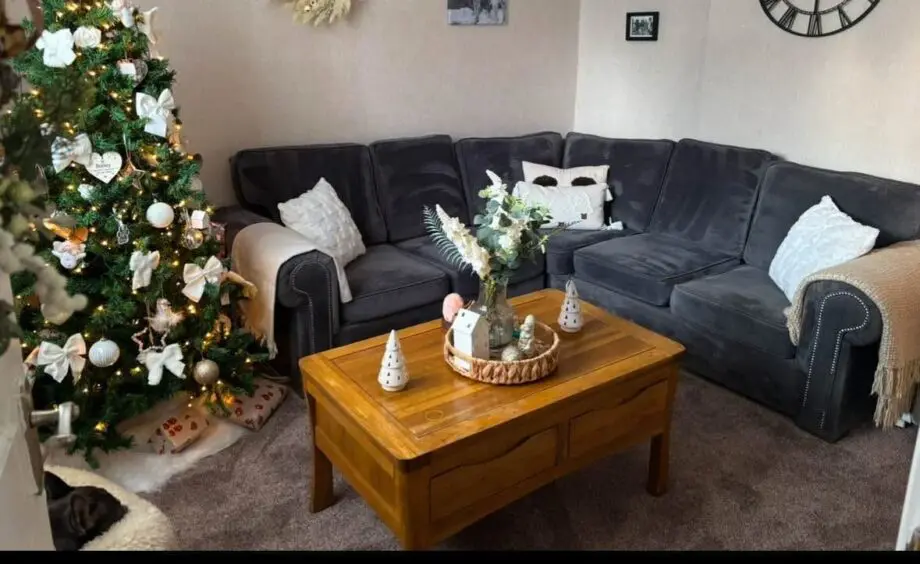 5 seater velour corner sofa