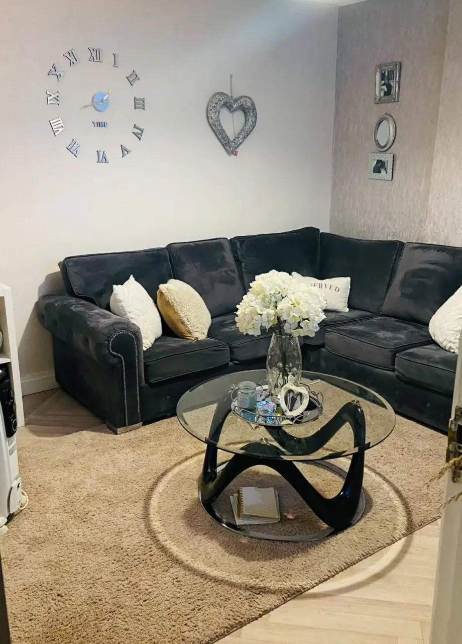 5 seater velour corner sofa