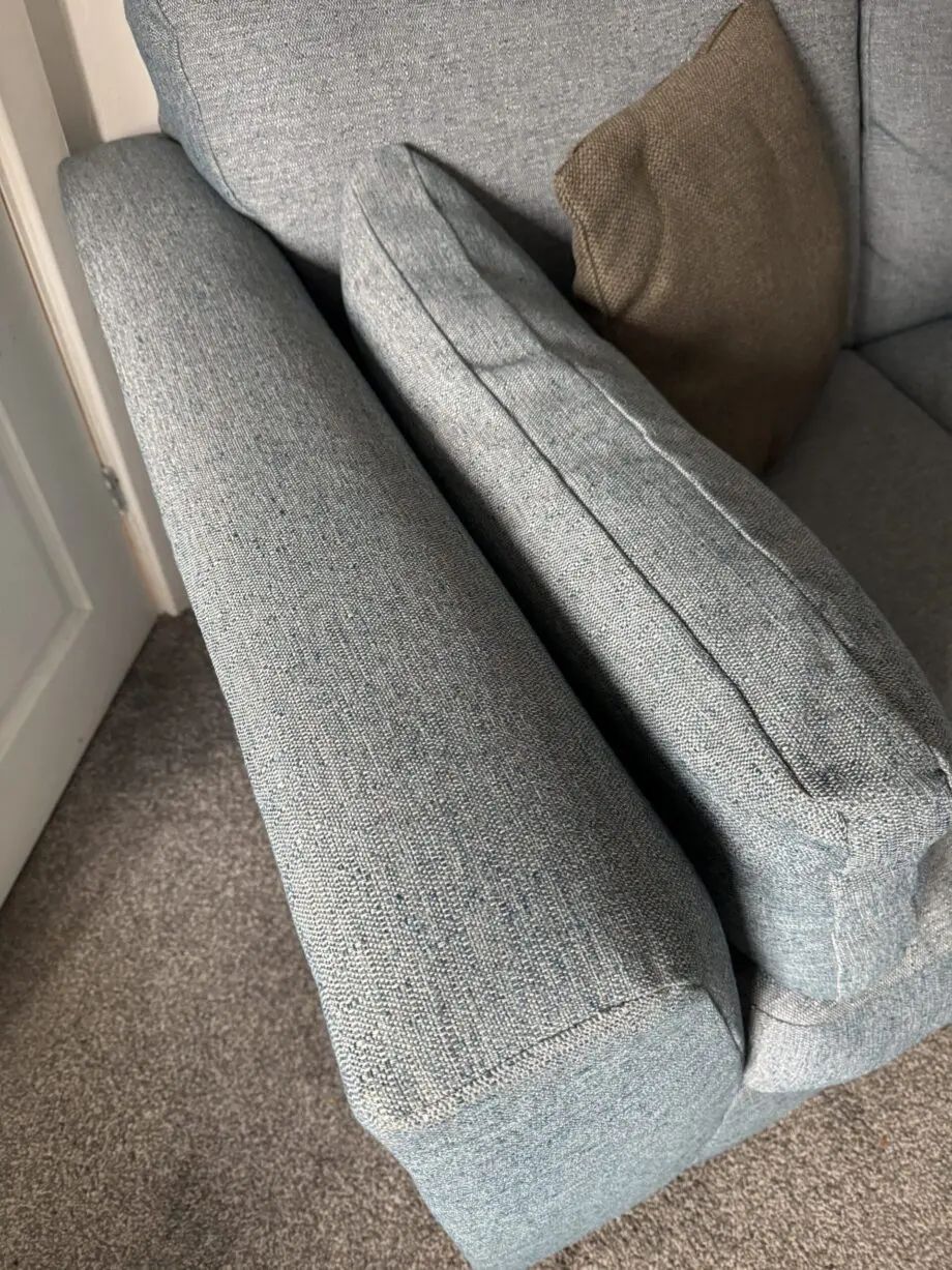 Unused M&S Large 2 seater blue sofa in brand new condition. This is the best quality and best priced sofa on this whole site and is being removed from sale after this final reduction.