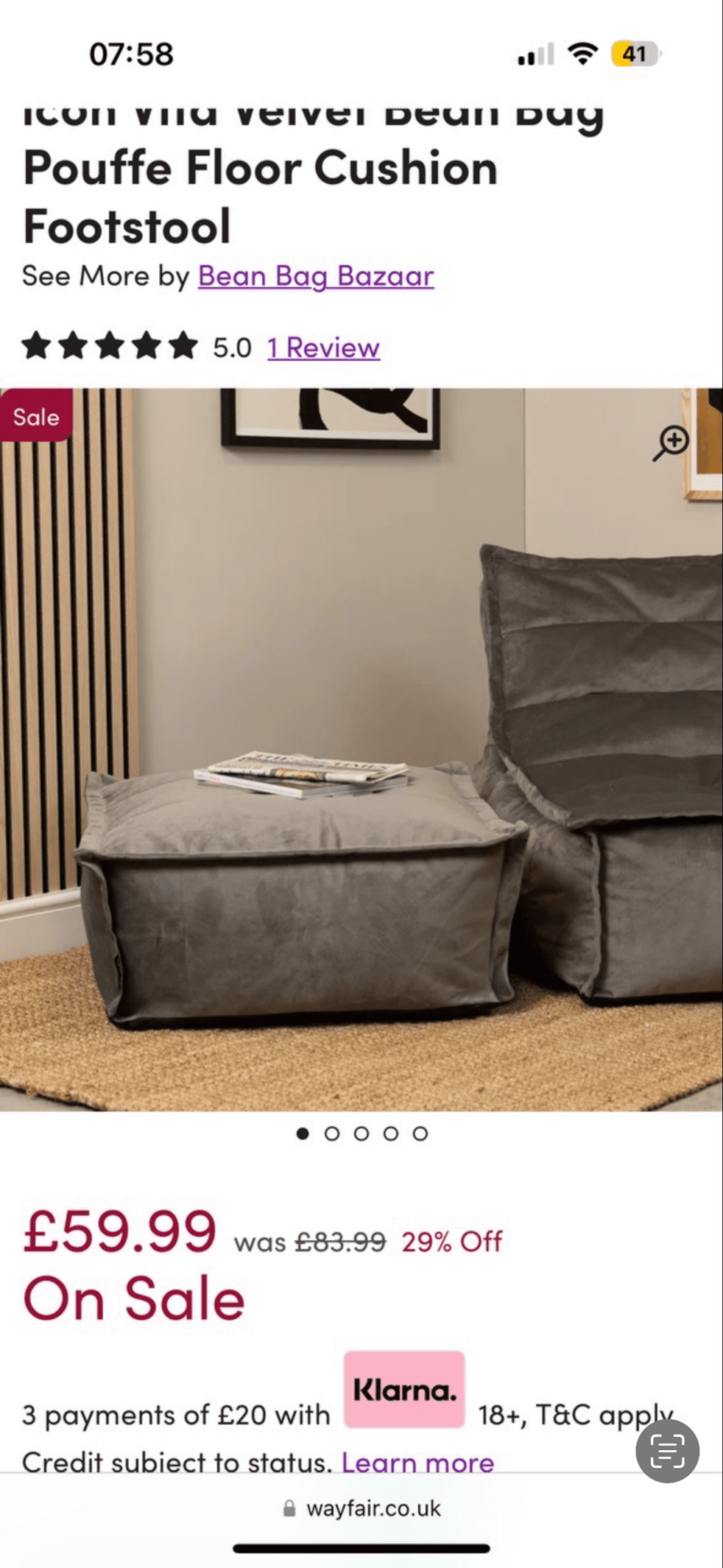 DFS 4 seater sofa in grey