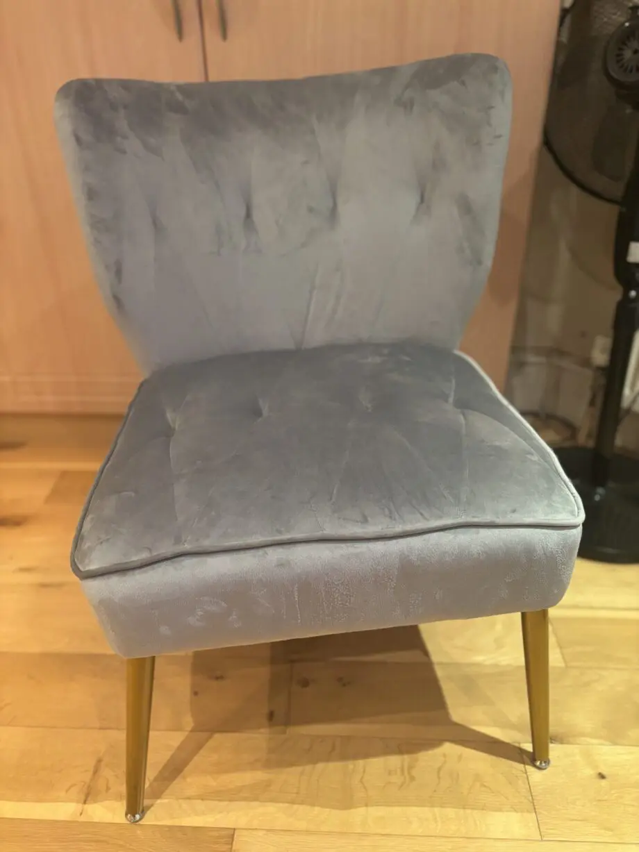 Grey Velvet Chair. As new