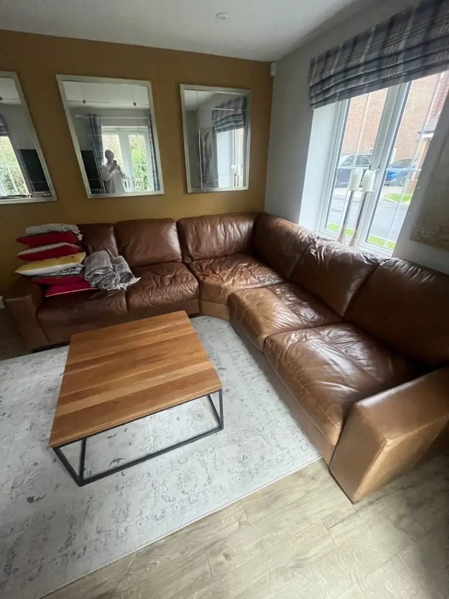 Chestnut soft leather sofa