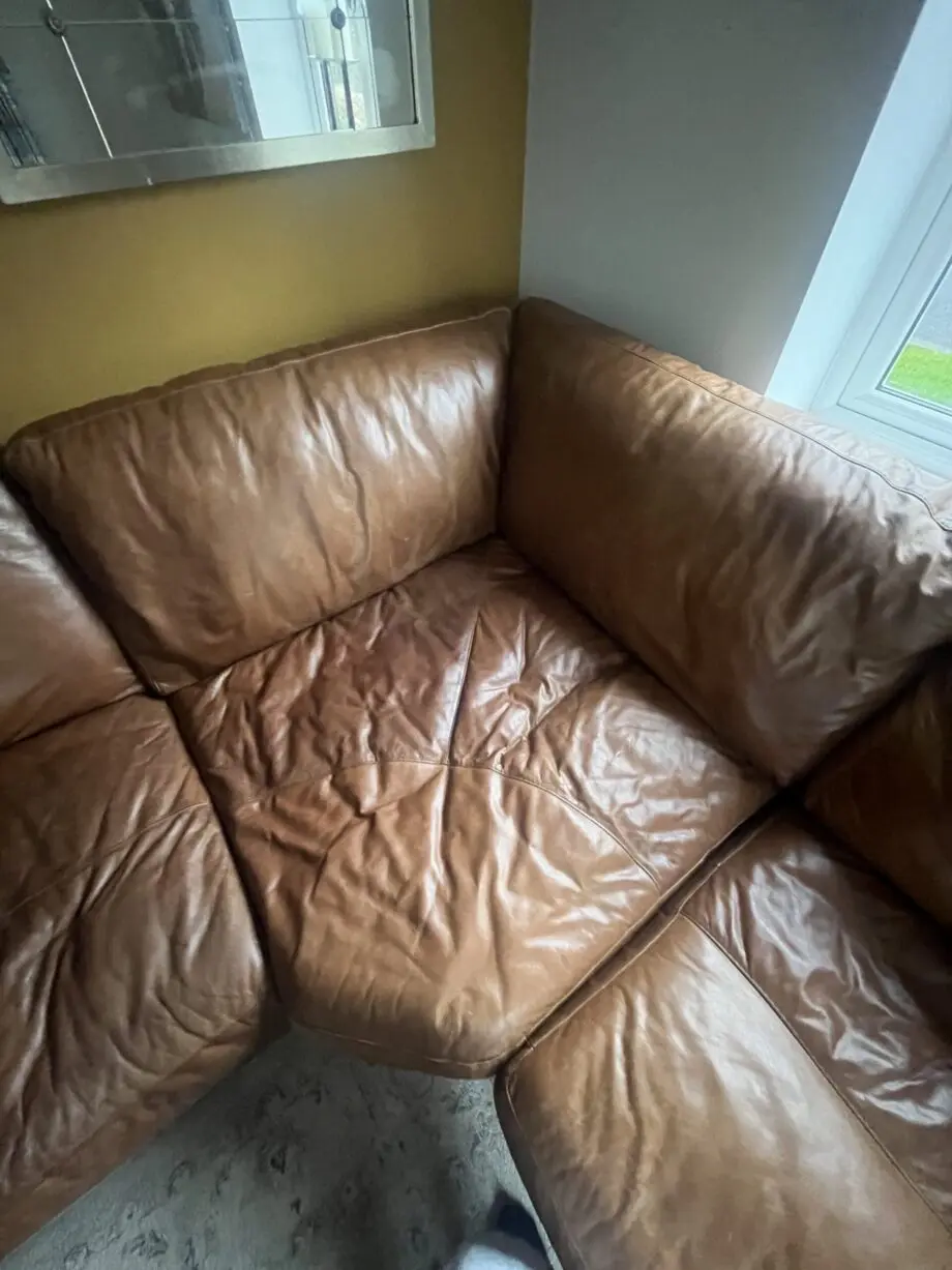 Chestnut soft leather sofa