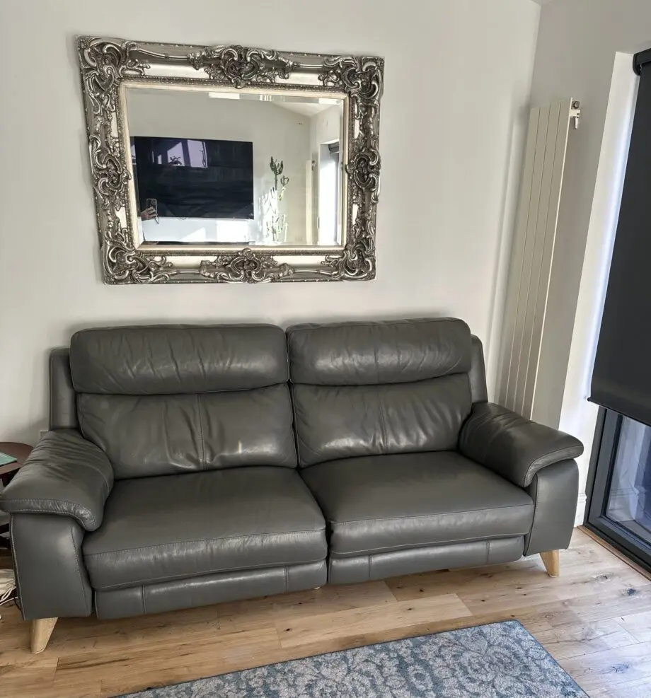 Furniture Village Missouri 3 Seater Leather power recliner Sofa Charcoal Grey