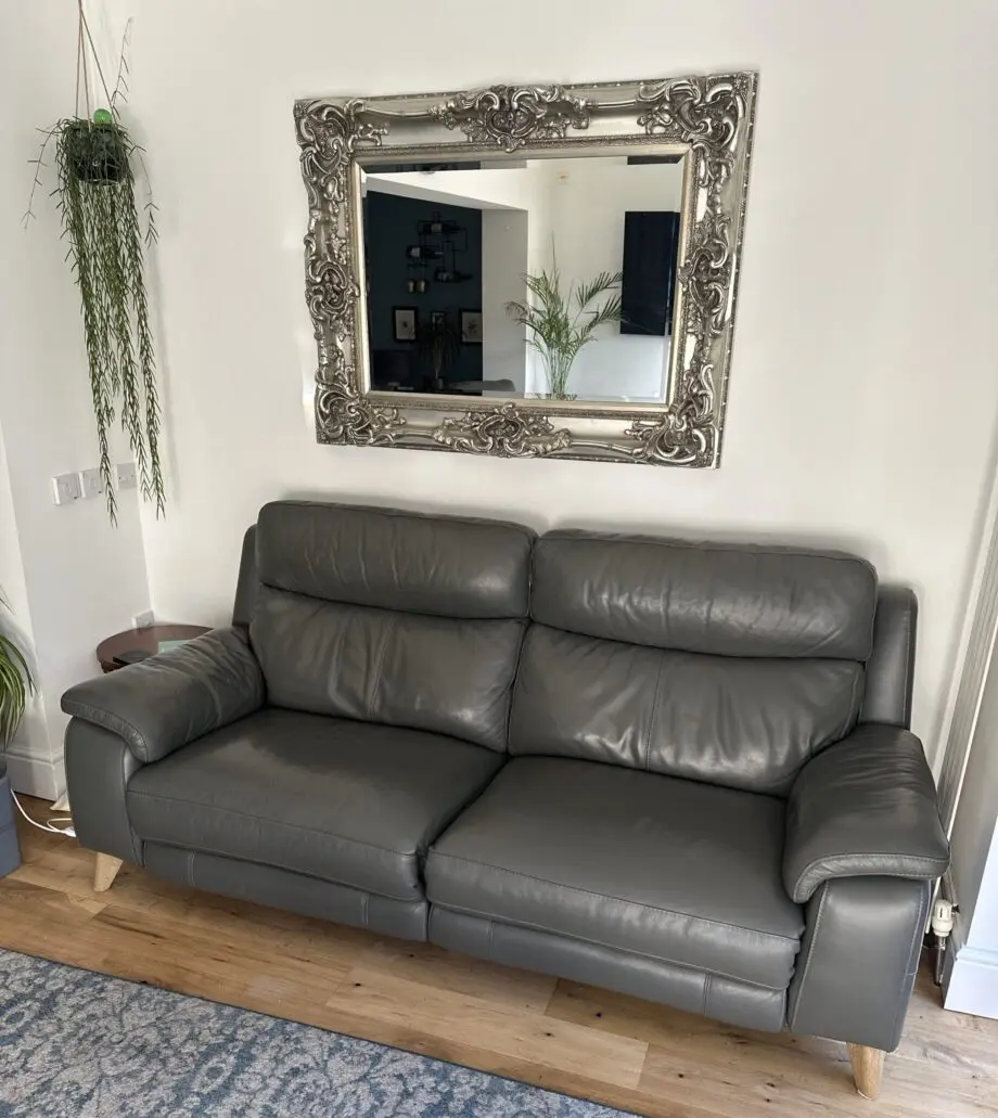 Furniture Village Missouri 3 Seater Leather power recliner Sofa Charcoal Grey