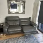 Furniture Village Missouri 3 Seater Leather power recliner Sofa Charcoal Grey