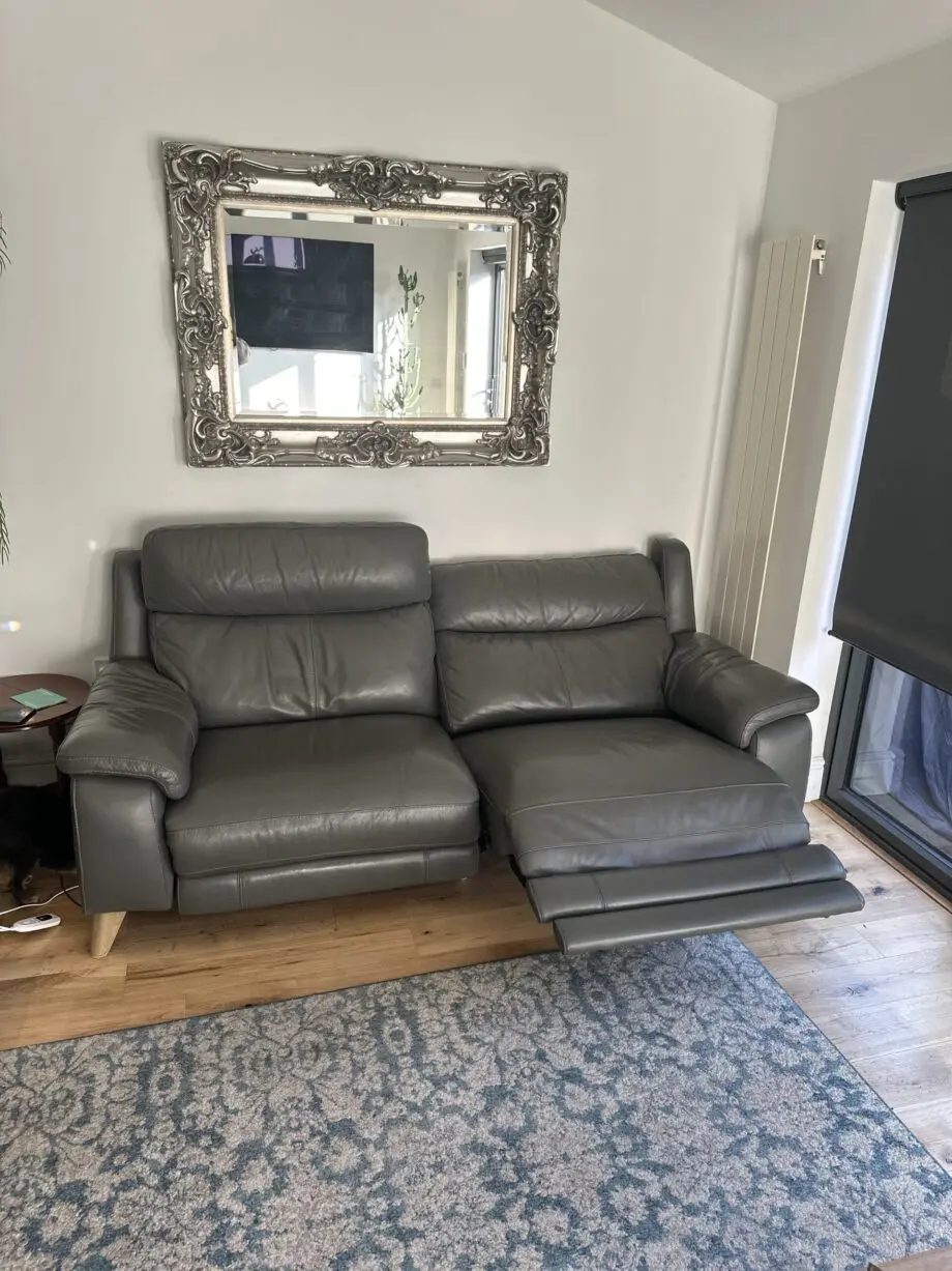 Furniture Village Missouri 3 Seater Leather power recliner Sofa Charcoal Grey