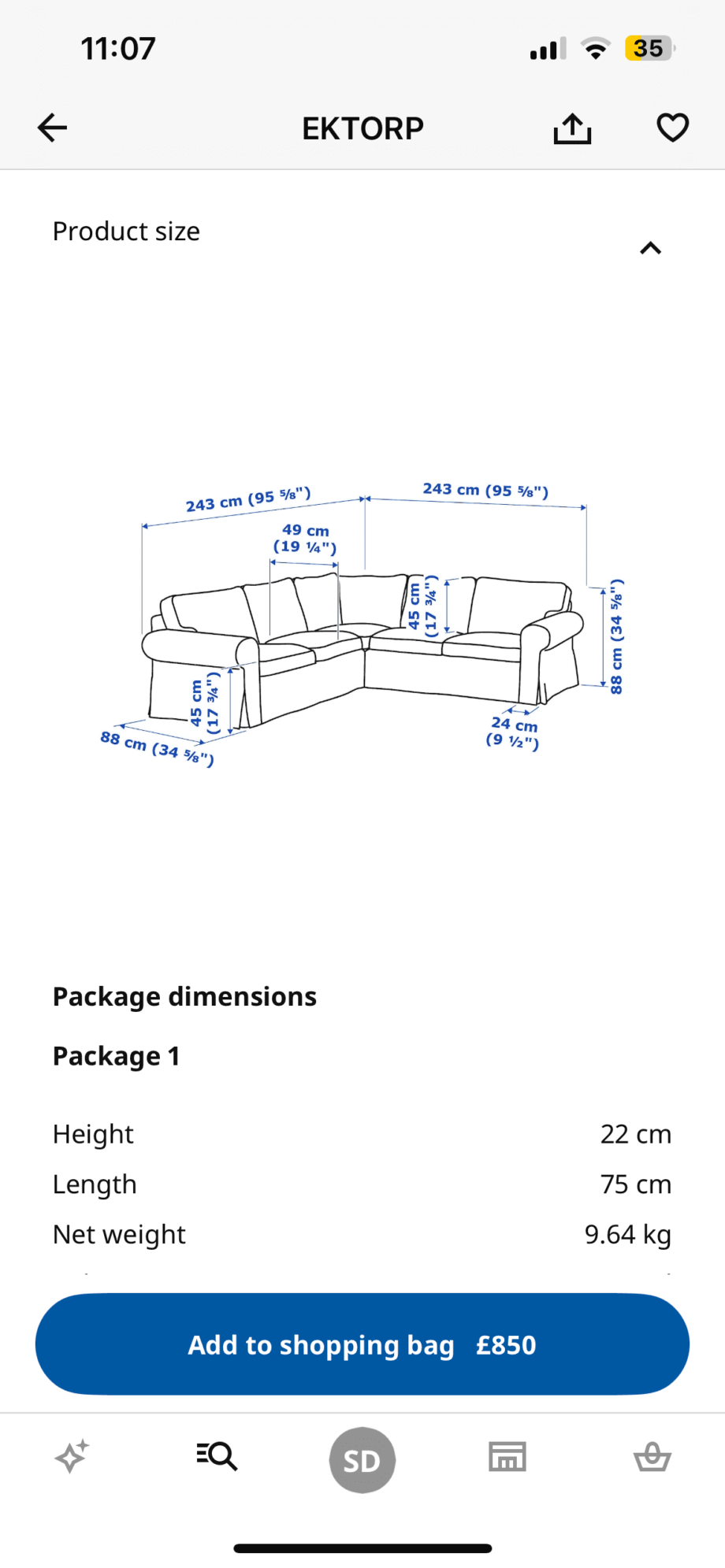 IKEA grey sofa