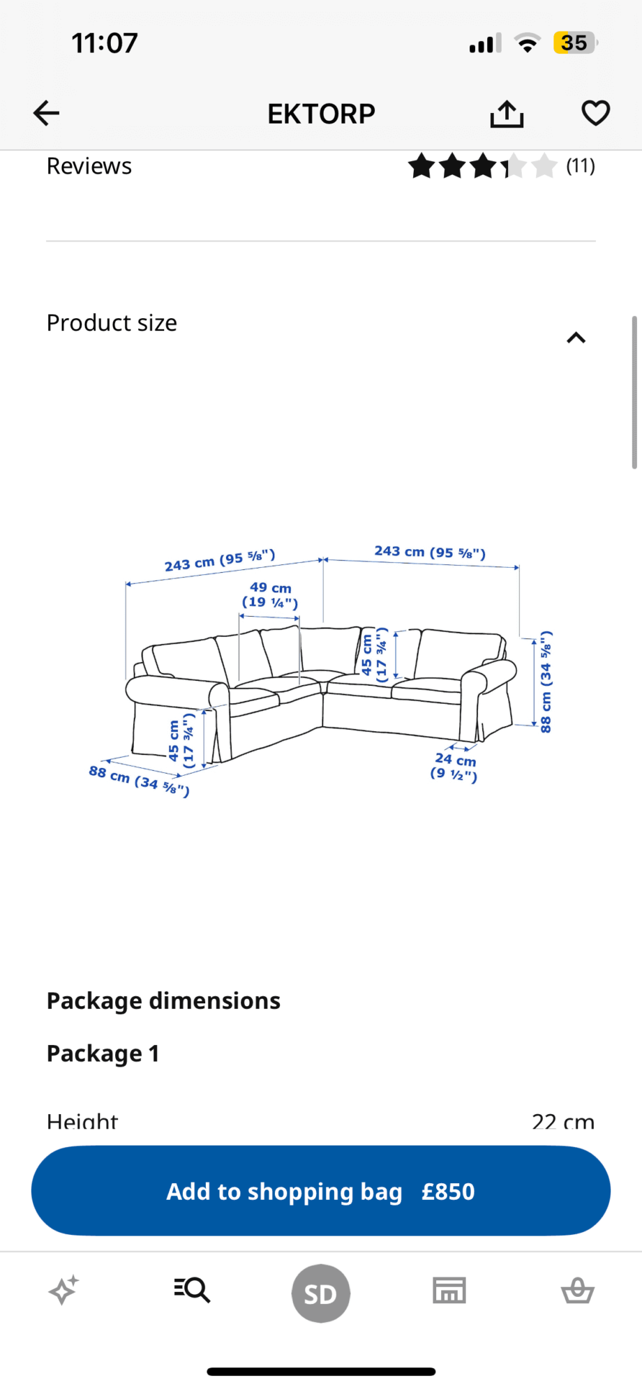 IKEA grey sofa