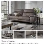 Furniture Village Missouri 3 Seater Leather power recliner Sofa Charcoal Grey