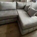 L Shaped Grey Suede Sofa
