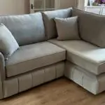 L Shaped Grey Suede Sofa