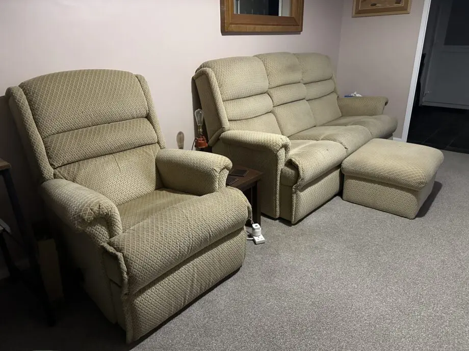 Sherborne Three - Seater Sofa, foot stool & reclining arm chair