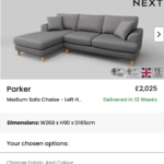 Next Parker L Shape Sofa (Detachable)