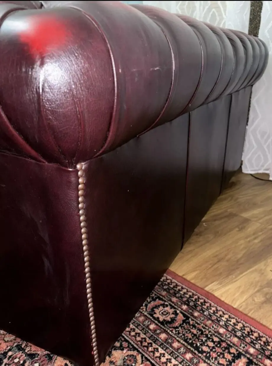Saxon Chesterfield 2 Seater Leather Sofa - Maroon