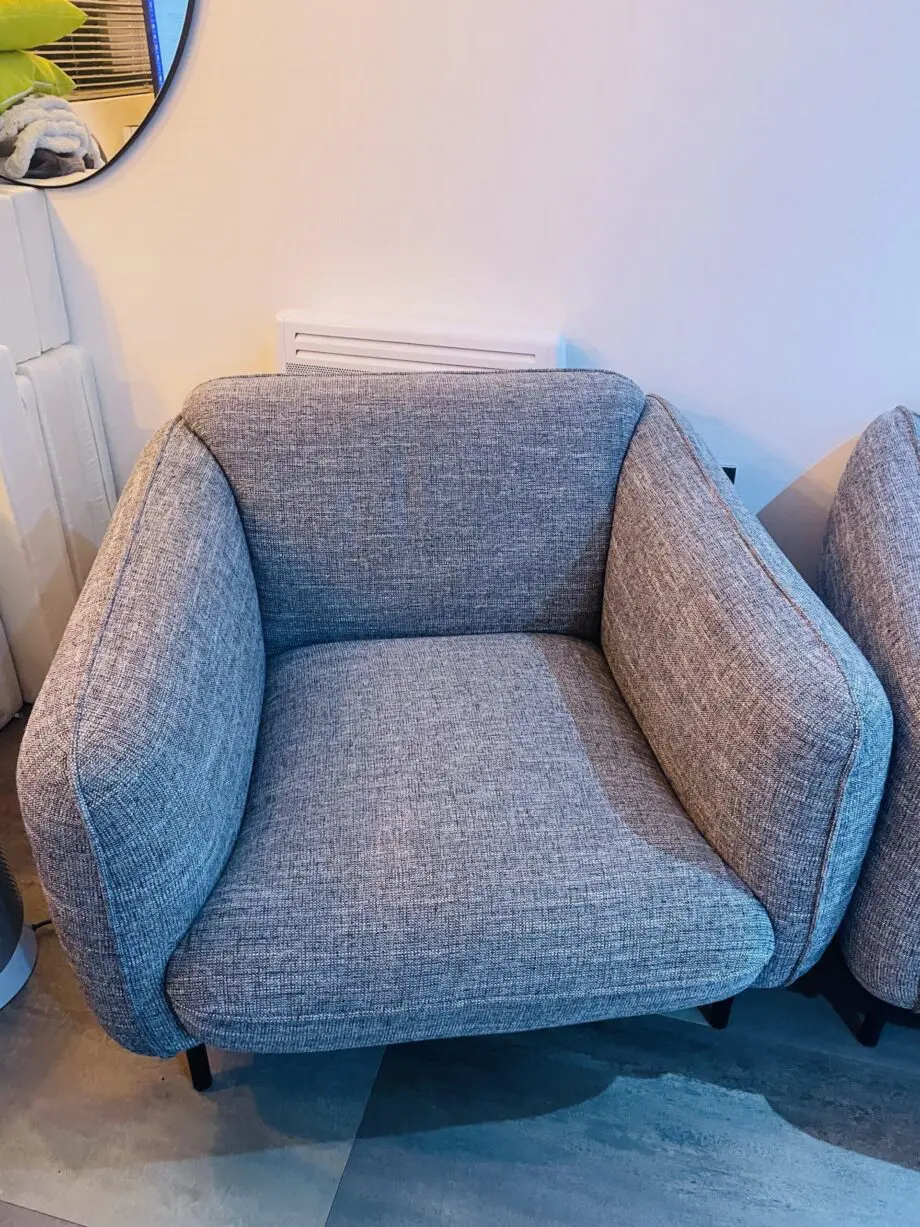 Dwell Light Grey Fabric 2-seater sofa and 2 armchairs