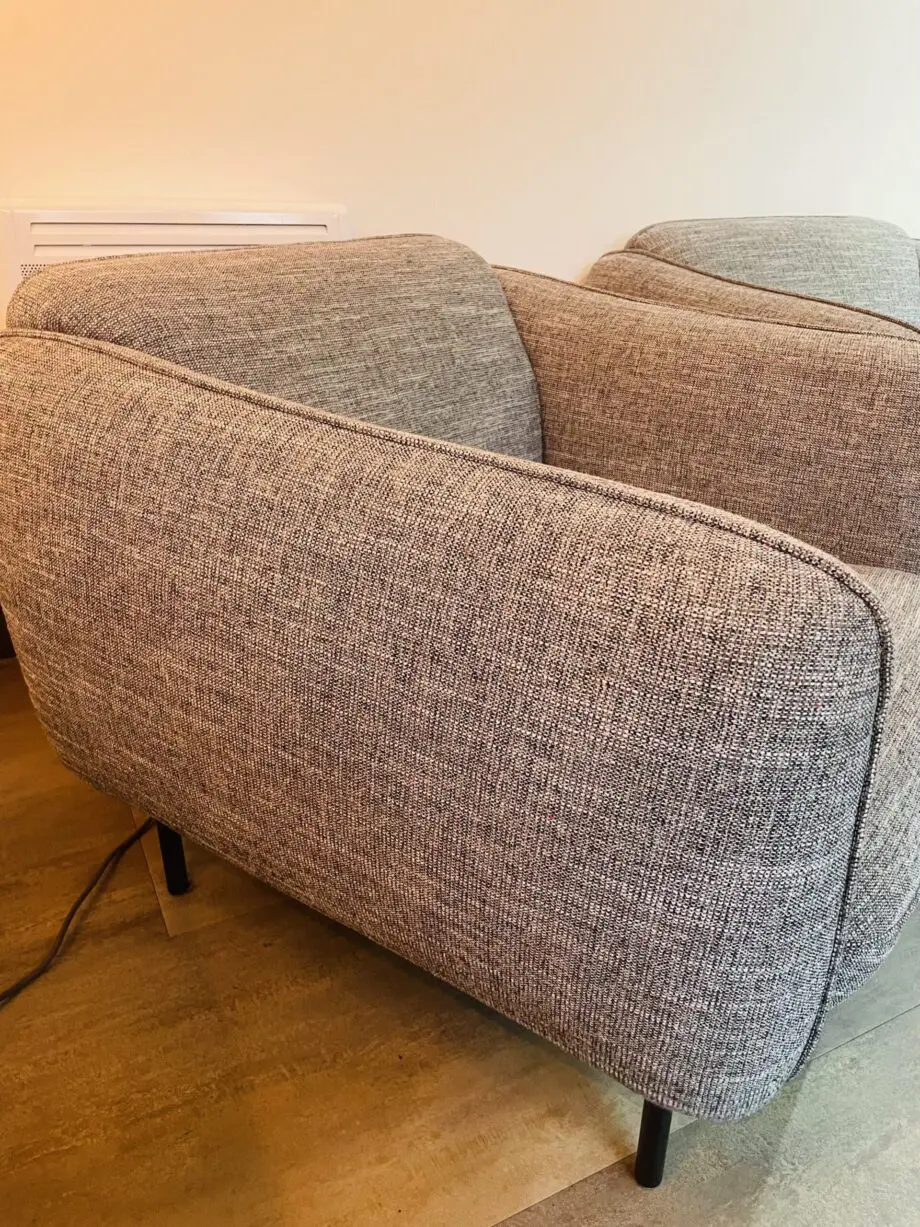 Dwell Light Grey Fabric 2-seater sofa and 2 armchairs