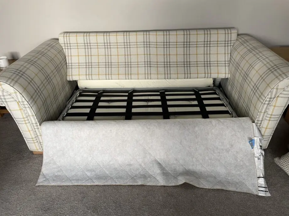 1 three seater Sofa Bed, 1 two seater Sofa, 1 storage footstool