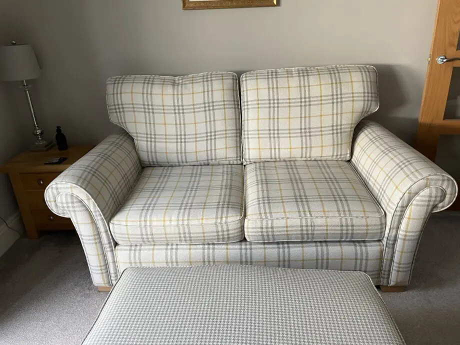 1 three seater Sofa Bed, 1 two seater Sofa, 1 storage footstool