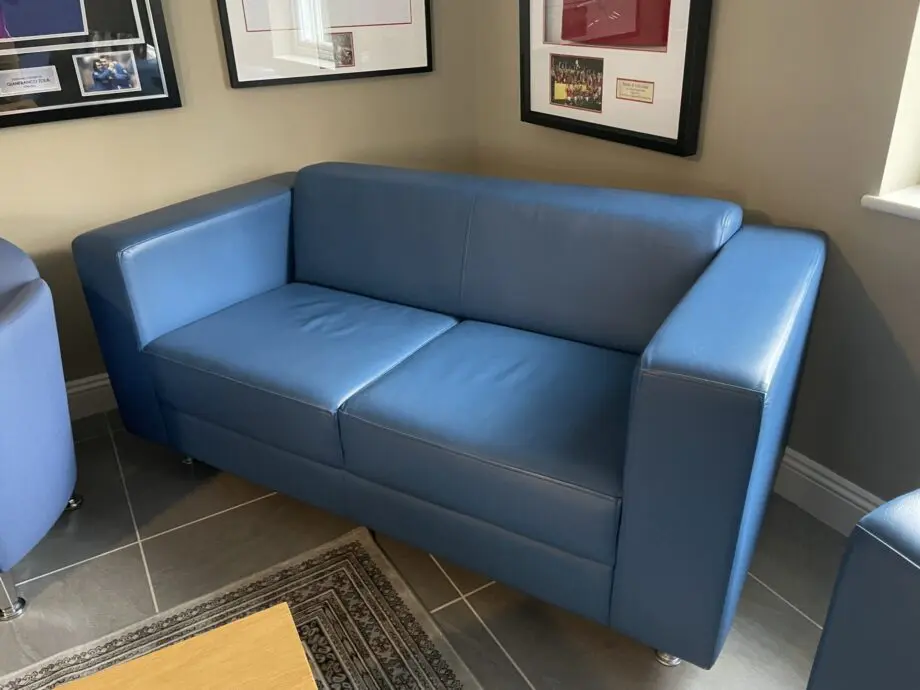 Boss Design 2 seater blue leather sofa