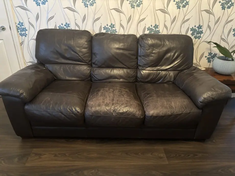 3 seater Brown leather sofa
